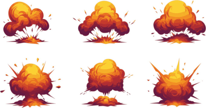 set of Explosion shapes or dynamic elements. Impact, energy, and motion design
