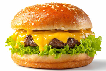 Delicious Cheeseburger with Fresh Lettuce and Melted Cheese