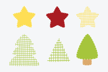 Hand sewing Christmas tree and star label