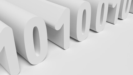Binary code isolated on gray background. 3d illustration.