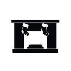 Black fireplace with hanging stockings hearth christmas