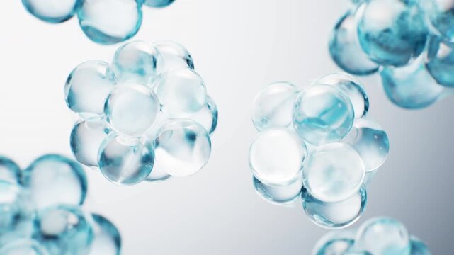 Transparent blue bubbles background, 3d rendering.
