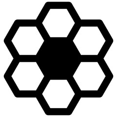 Graphene. Outlined stroke vector icon with black-filled details.