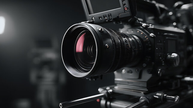 Video camera with lens and screen