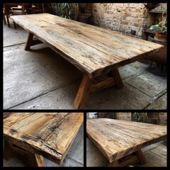 Fototapeta premium Rustic Wooden Table in Cozy Indoor Environment with Natural Texture