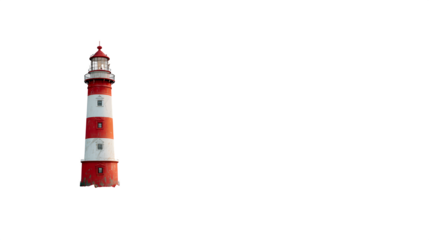 Red and White Lighthouse, isolated on transparent background
