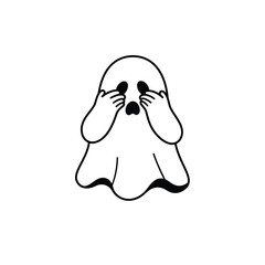 Ghost covering eyes icon white