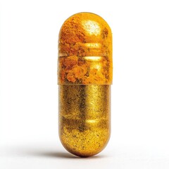 Gold capsule, orange powder inside