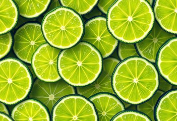 Vibrant green lime slices, juicy, translucent, seamless pattern, lime,  ingredient