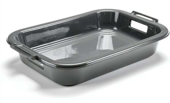 Gray rectangular plastic baking dish