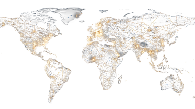 Global Network Connections, isolated on transparent background