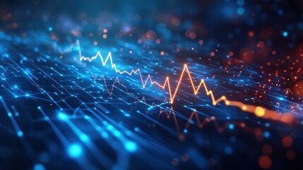 Dynamic digital data visualization with an illuminated line graph