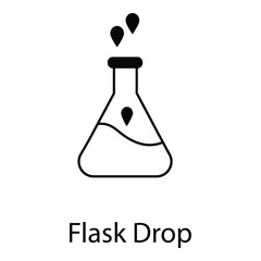 Flask with Water Droplet Vector Illustration Icon Design for Chemistry