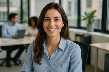 Confident professional woman smiling.