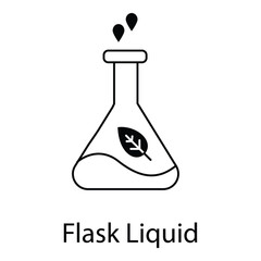 Glass Flask Liquid Biology Chemistry Vector Illustration Icon Design Concept
