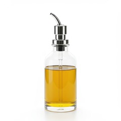 Glass Oil Dispenser Bottle with Metallic Spout and Olive Oil Inside