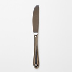 Stainless Steel Knife with Smooth Edge on White Background