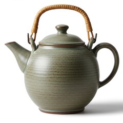 Elegant ceramic teapot with woven handle and unique design