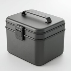 Stylish Grey Storage Container with Secure Lock and Handle