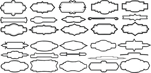 Elegant Black and White Vintage Label Collection Ornamental Frames Decorative Design Elements