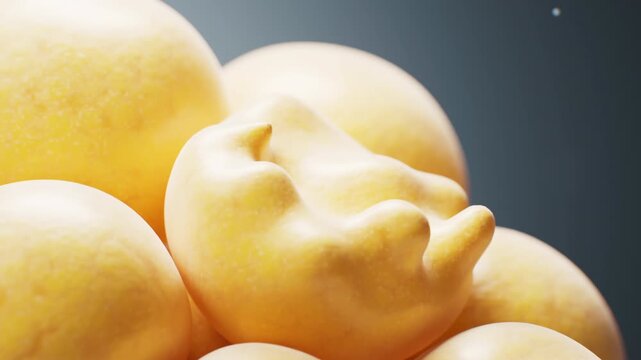 Breaking down of fat cells structure, 3d rendering.