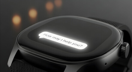 Smartwatch Displaying How May I Help You Message.