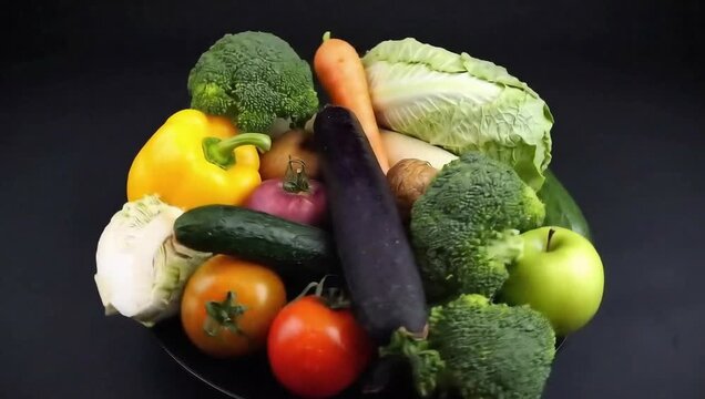 Vegetable Symphony: A vibrant, close-up shot of a colorful medley of fresh vegetables. Showcasing natural textures.