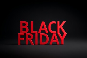 Obraz premium Red 3D Black Friday Text on Dark Background Sale Shopping Discount Retail