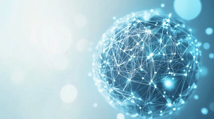 Glowing network sphere with light connections on abstract background