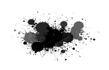 Schwarzer Wasserfarben-Splash auf weißem Hintergrund – Freisteller, transparent, künstlerische Textur