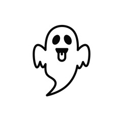 Spooky ghost with tongue sticking out halloween icon