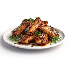 Plate of savory, glazed chicken wings