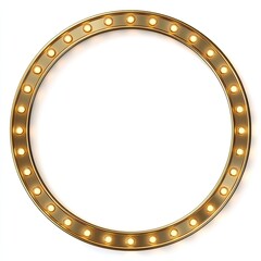 Obraz premium Gold circular frame with numerous warm-toned lights. Empty, ready for content
