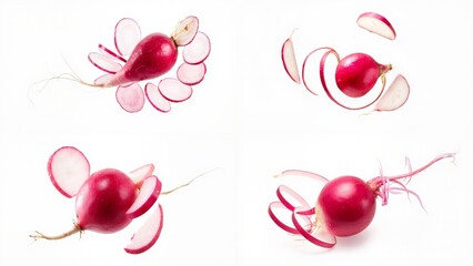 A bunch of red onions on white background creative depth gesture cartoonish elements backgrounds emotion style expression design motion colorful illustration layers movement scene composition
