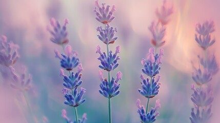 Naklejka premium Lavender flowers blooming in serene outdoor field during daytime