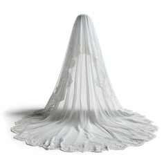 Obraz premium A full-length, sheer wedding veil, adorned with delicate lace trim