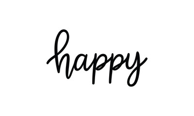 Happy Word Calligraphy Silhouette