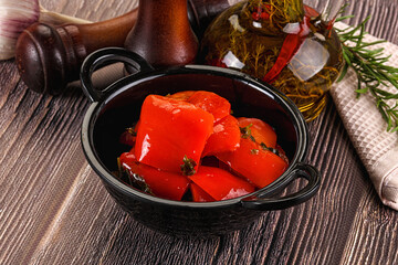 Homemade marinated red bell pepper