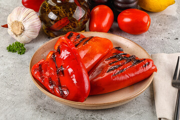 Grilled red bell pepper snack appetizer