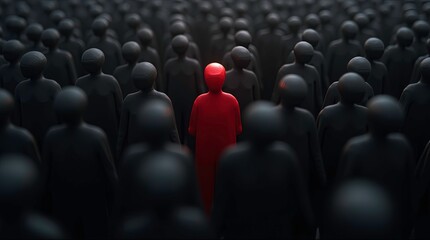 Leadership and Individuality: Standing Out in a Crowd of Abstract Figures ai generative
