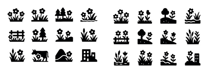 Fototapeta premium Wildflower Icons Collection
