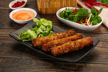 Fried Vietnamese spring roll with special sauce