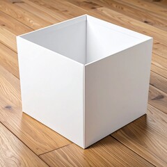 Empty white box on wooden floor
