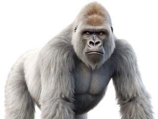 Obraz premium A majestic silverback gorilla stands powerfully with a focused gaze against a black background
