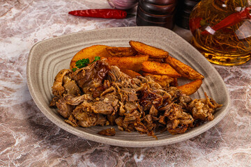 Baked shredded pork with potato