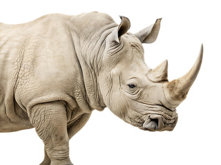 Fototapeta premium A close up shot of a rhinoceros standing in front of a black background in a studio setting today