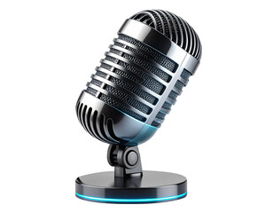 Retro Style Metallic Studio Microphone with Blue LED Base