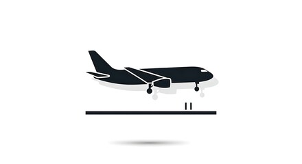 Obraz premium Airplane silhouette on approach for landing, perfect for travel, tourism, business, and aviation projects, conveying concepts of flight and arrival