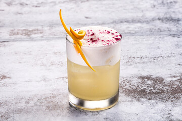 Cocktail Whiskey sour in the glass