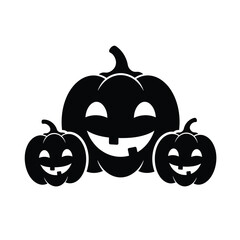Happy pumpkin family silhouette icon halloween jack